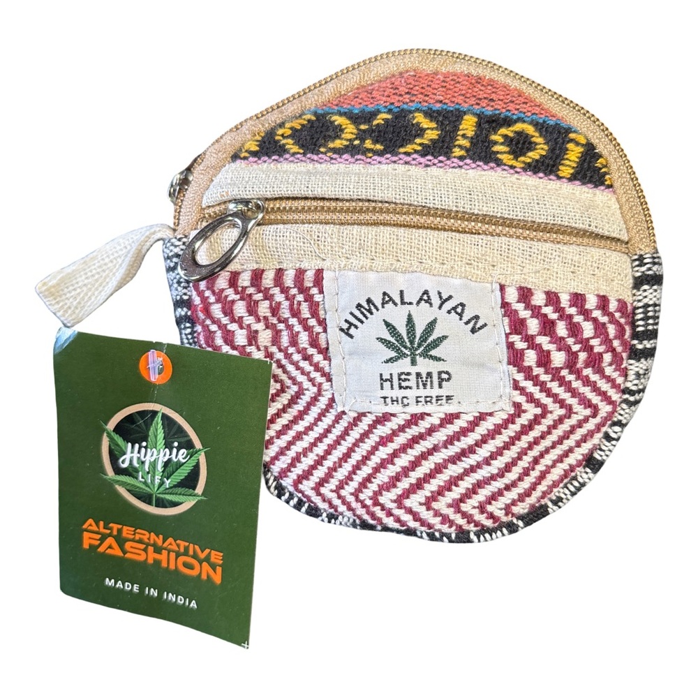 Himalayan Hemp Round Zip Coin Pouch